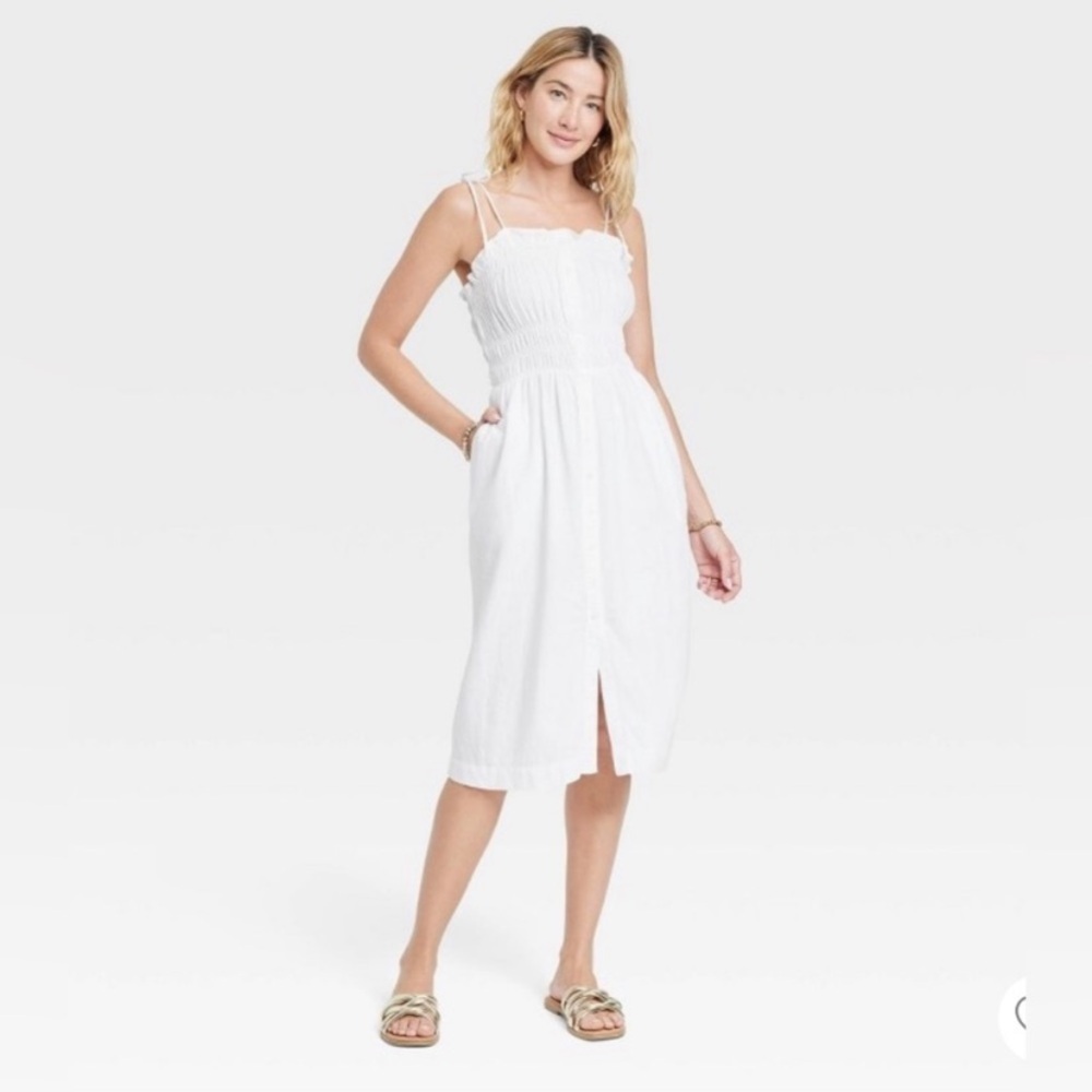 Women's Sleeveless Linen Dress -
Universal Thread fresh white new 🆕
